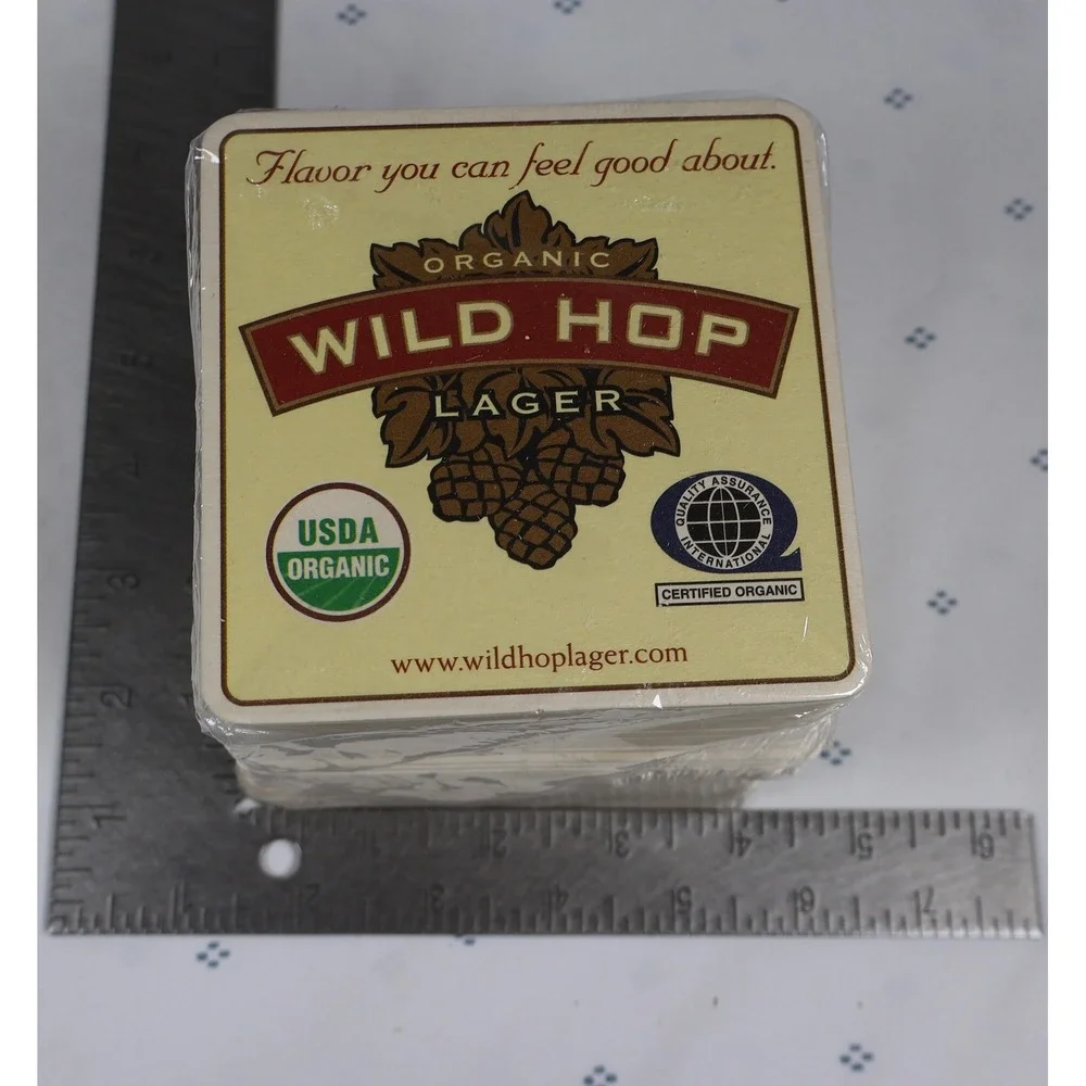 WILD HOP LAGER Beer Coasters VINTAGE Organic‎ Flavor Pack of 50 Beer Lover